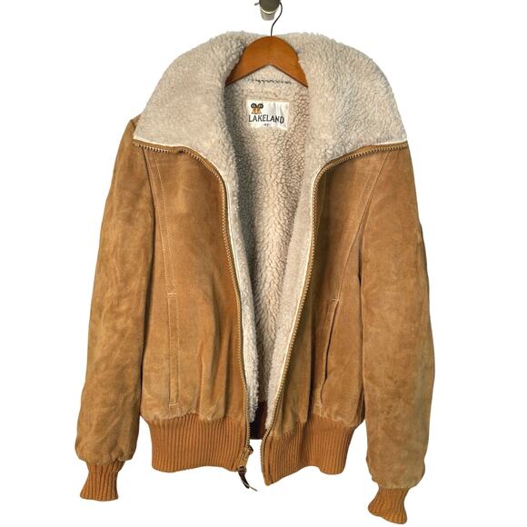 Huckberry Brown Bomber Jacket with Sherpa Collar - Picture 2 of 12